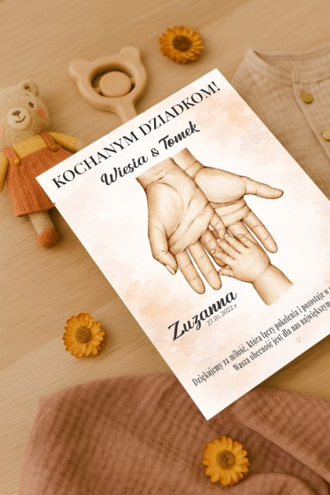 PLAKAT PAMIĄTKA PREZENT DZIEŃ BABCI DZIADKA Z IMIONAMI I DATĄ A4 BEZ RAMKI