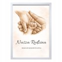 PLAKAT W RAMCE A4 NASZA RODZINA DZIECI DŁONIE NASZA HISTORIA PREZENT IMIĘ