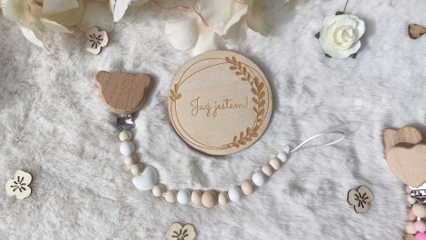 ZAWIESZKA DO SMOCZKA drewniana Z KLIPSEM Z IMIENIEM dziecka różne wzory