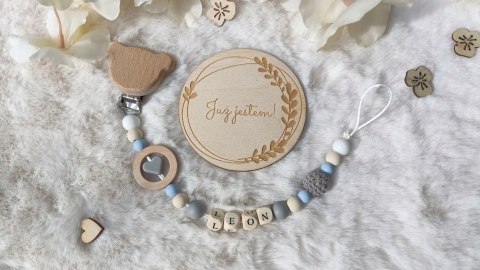 ZAWIESZKA DO SMOCZKA drewniana Z KLIPSEM Z IMIENIEM dziecka różne wzory