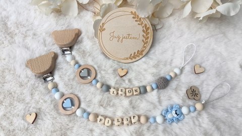 ZAWIESZKA DO SMOCZKA drewniana Z KLIPSEM Z IMIENIEM dziecka różne wzory