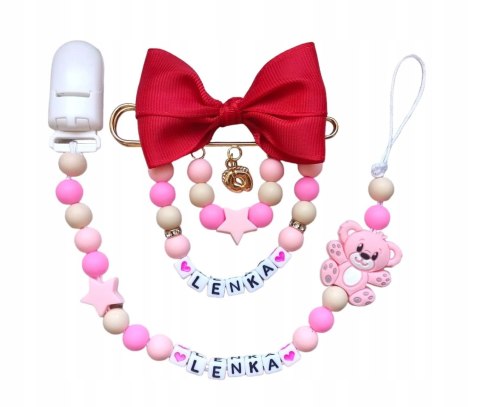 ZESTAW Zawieszka do smoczka + wózka PREZENT MIŚ