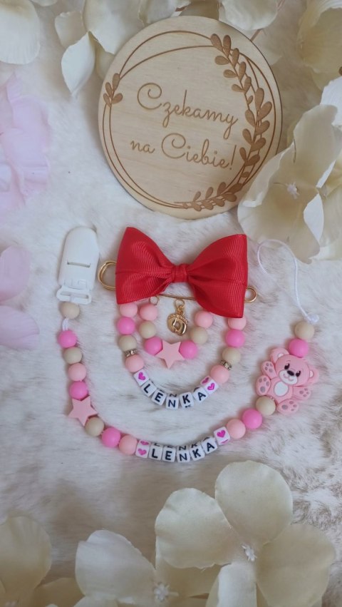 ZESTAW Zawieszka do smoczka + wózka PREZENT MIŚ