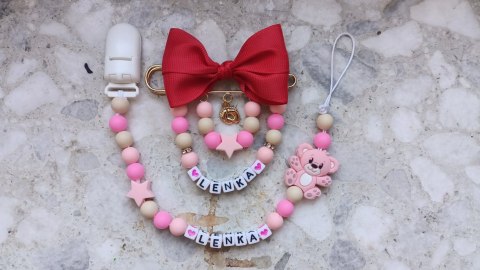 ZESTAW Zawieszka do smoczka + wózka PREZENT MIŚ