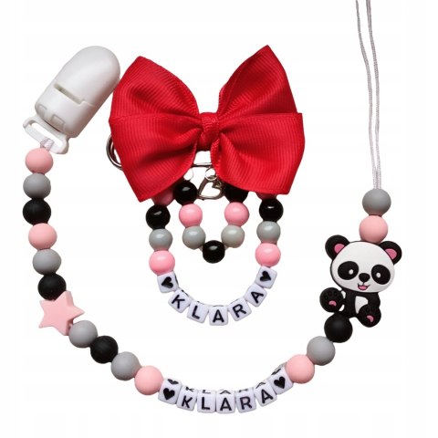 ZESTAW Zawieszka do smoczka + wózka PREZENT Panda