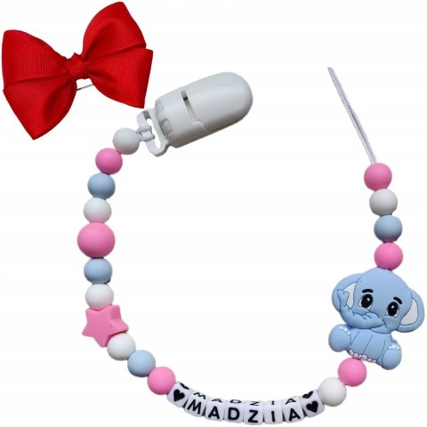 Zawieszka silikonowa do smoczka gryzaka z imieniem