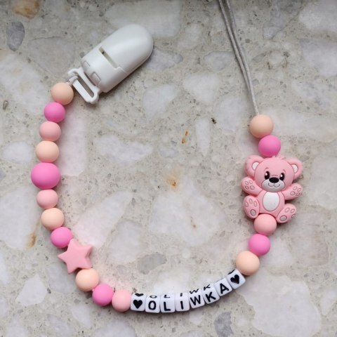 Zawieszka silikonowa do smoczka gryzaka z imieniem