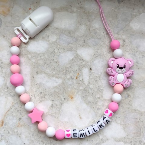 Zawieszka silikonowa do smoczka gryzaka z imieniem