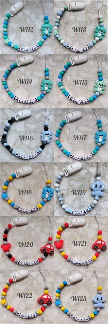 Zawieszka silikonowa do smoczka gryzaka z imieniem