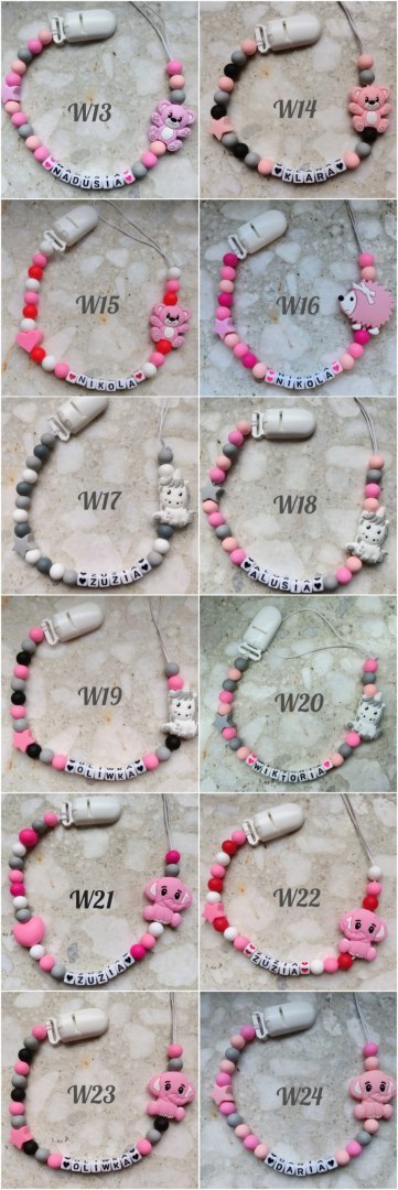 Zawieszka silikonowa do smoczka gryzaka z imieniem