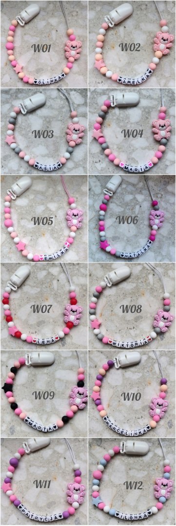 Zawieszka silikonowa do smoczka imienna KORONA TURKUSOWA